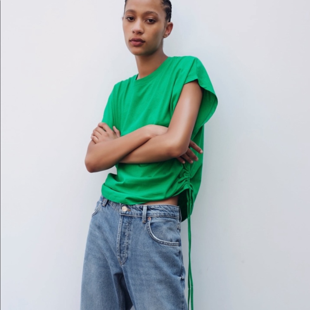 ZARA RUCHED COTTON TOP